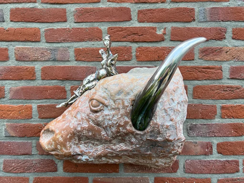 Whimsical Harmony: A Bull's Head with a Playful Twist