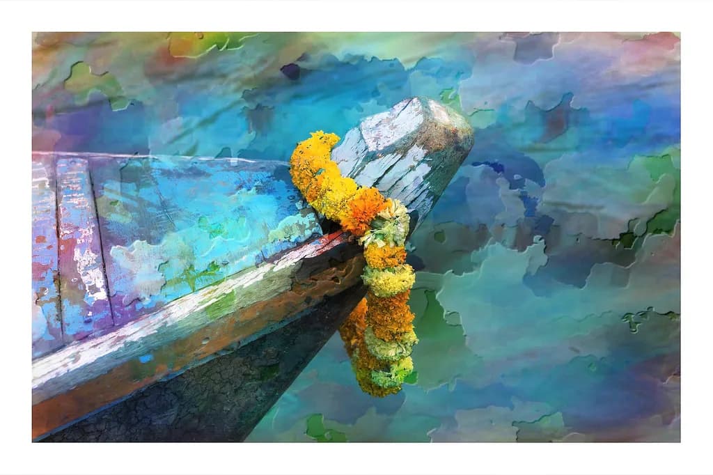 Serenity on Water: A Floral Embrace of Colorful Reflections