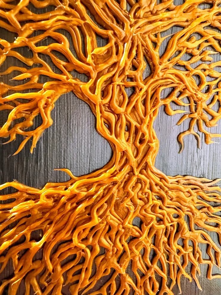 Golden Roots: A Textured Journey Through Nature's Embrace