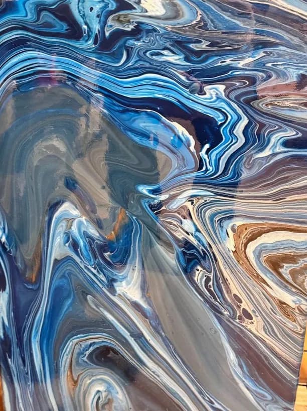Oceanic Whispers: A Fluid Dance of Blue and Earthy Tones in Abstract Art