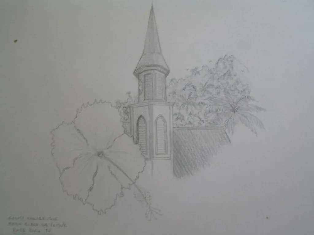 Steeple and Hibiscus