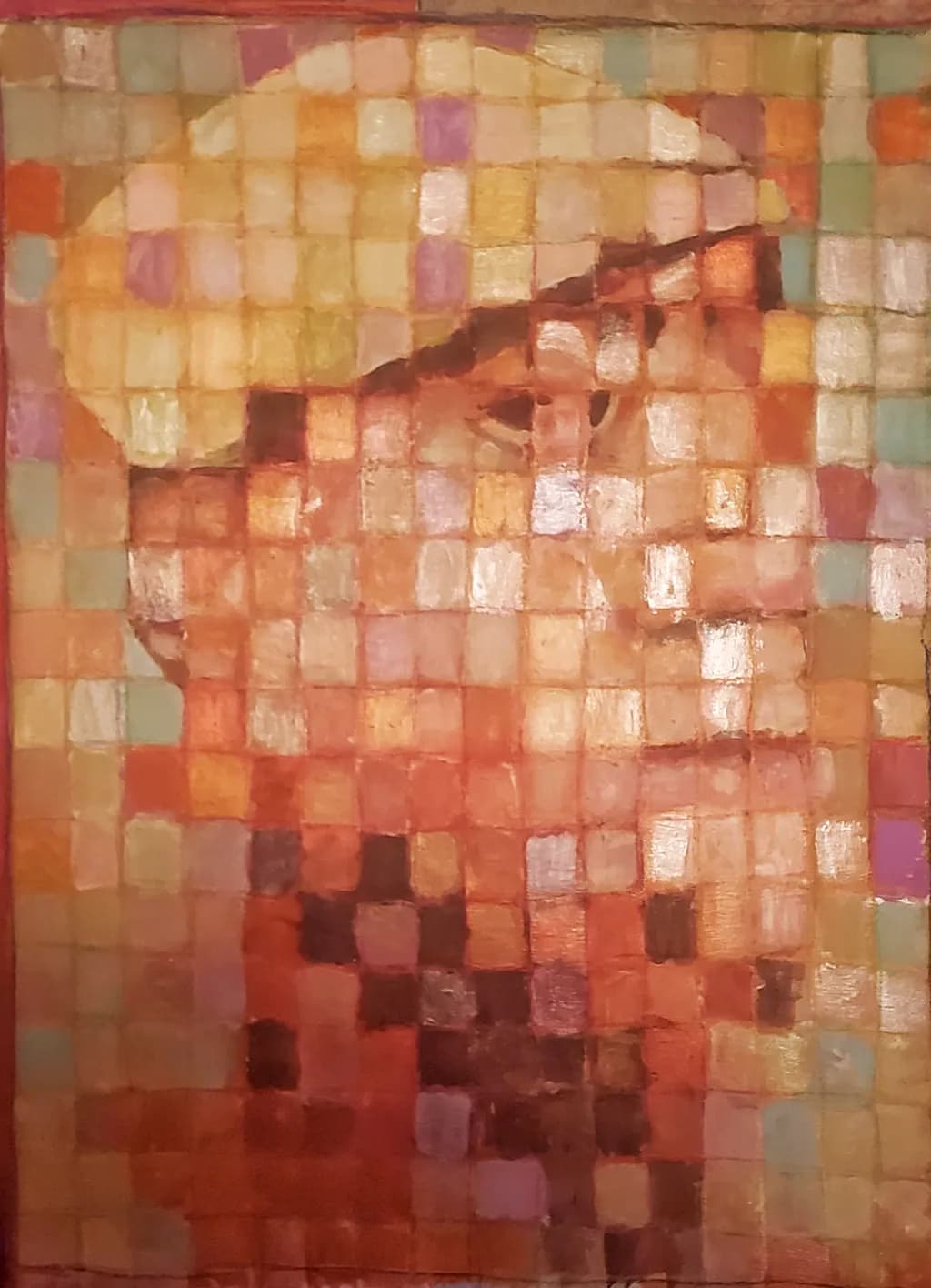 Colorful Mosaic of Expression: An Abstract Portrait in Textured Layers