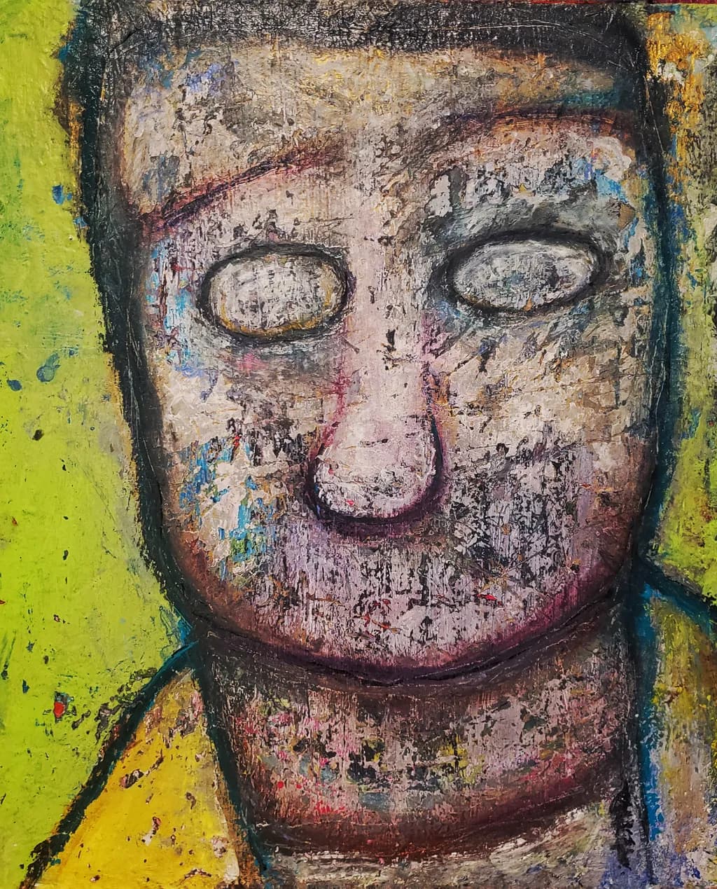 Emotional Echoes: A Colorful Abstract Portrait of Expression and Texture