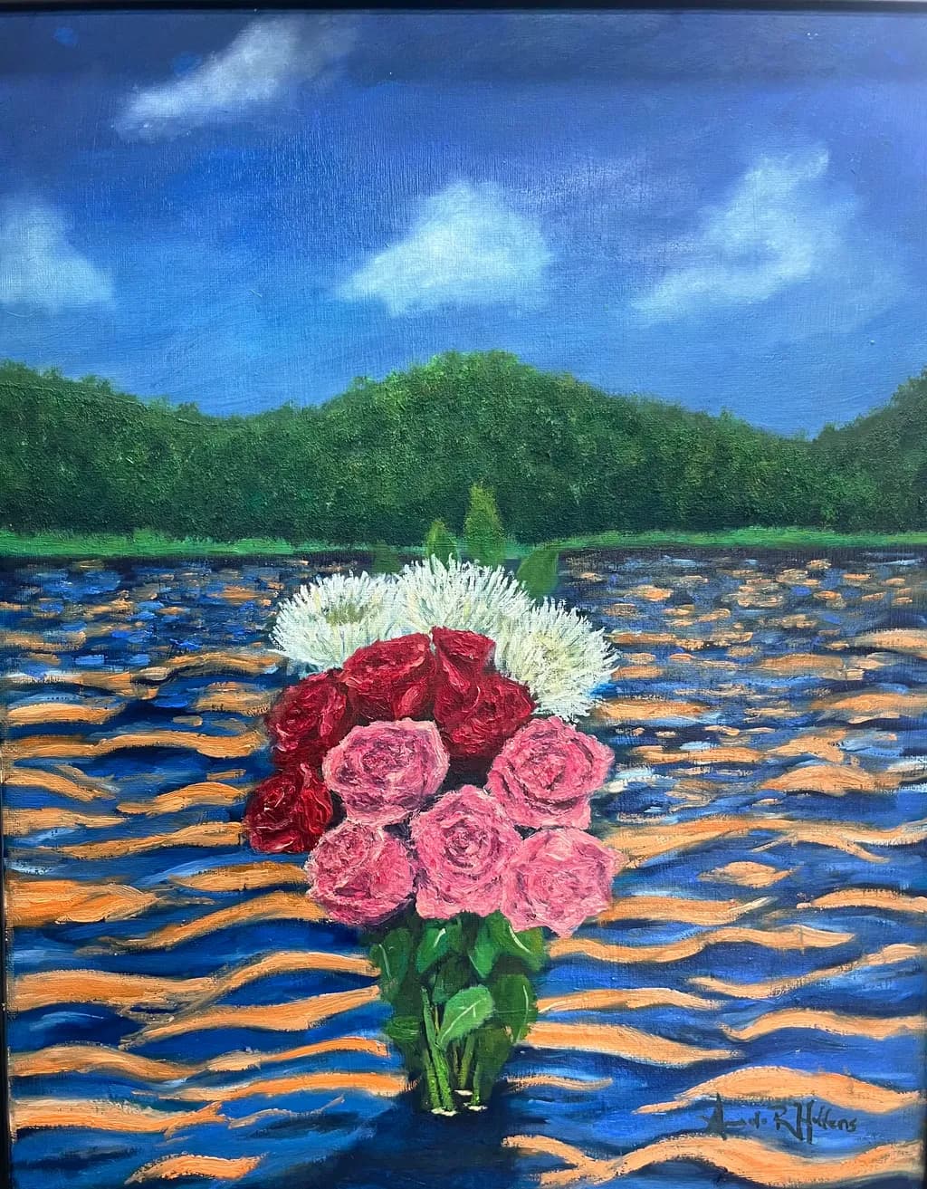 Roses on Water Reflection