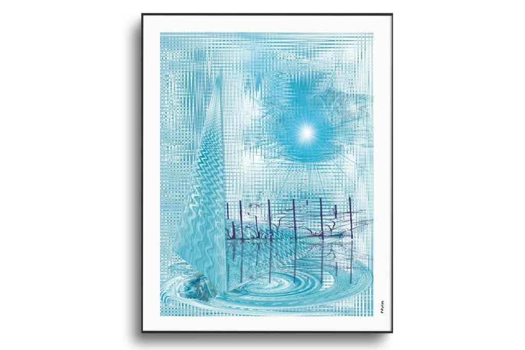 "Whispers of Light: An Abstract Journey Through Geometric Blue Patterns"