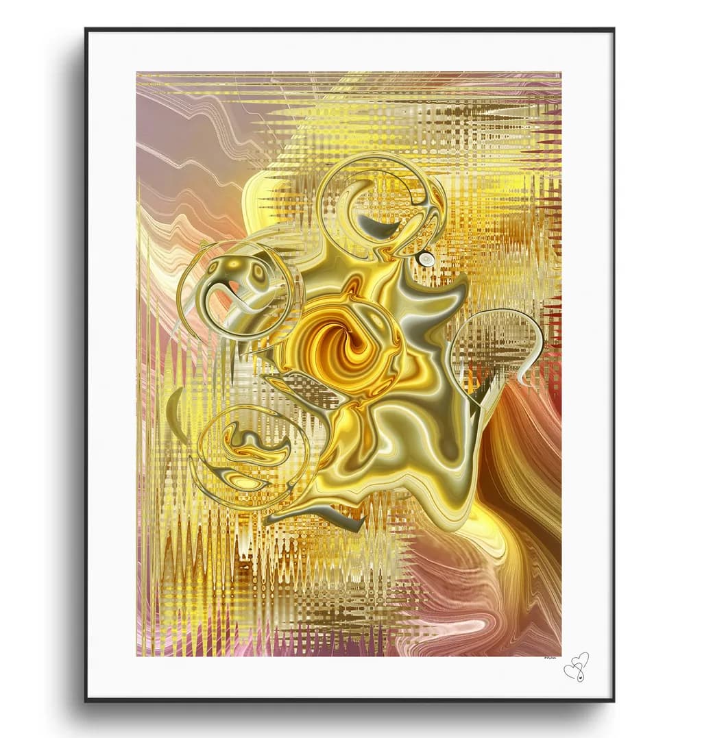 Golden Whirlwind: A Dance of Light and Color in Abstract Harmony