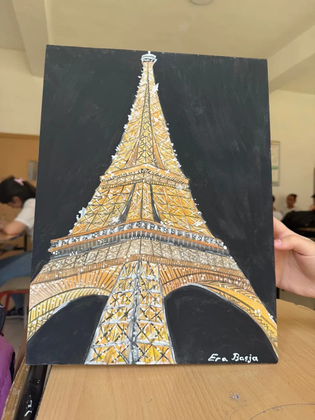 Eiffel Tower Elegance: A Captivating Nighttime View in Vibrant Hues