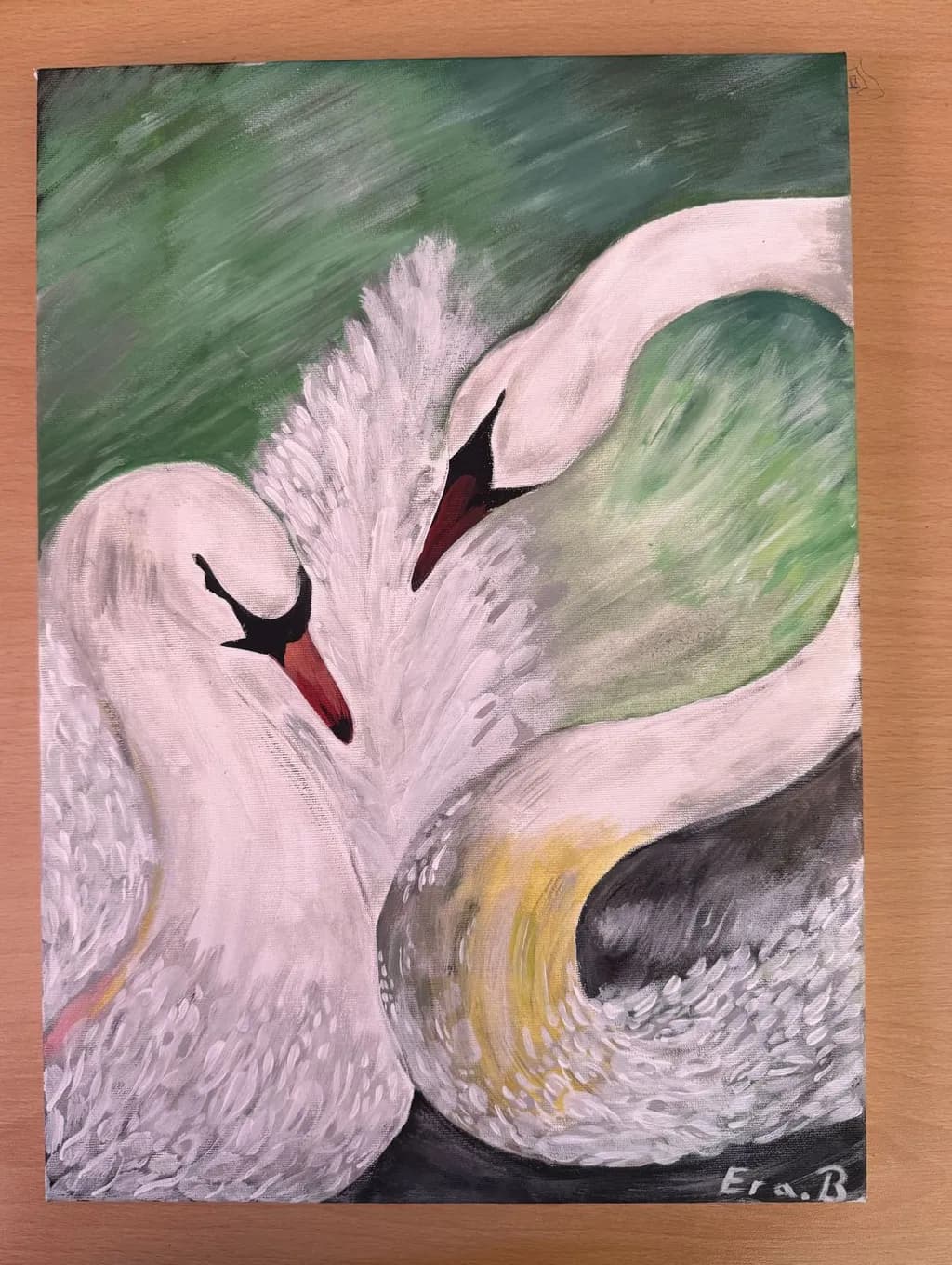 Eternal Embrace: A Romantic Dance of Graceful Swans in Vibrant Colors