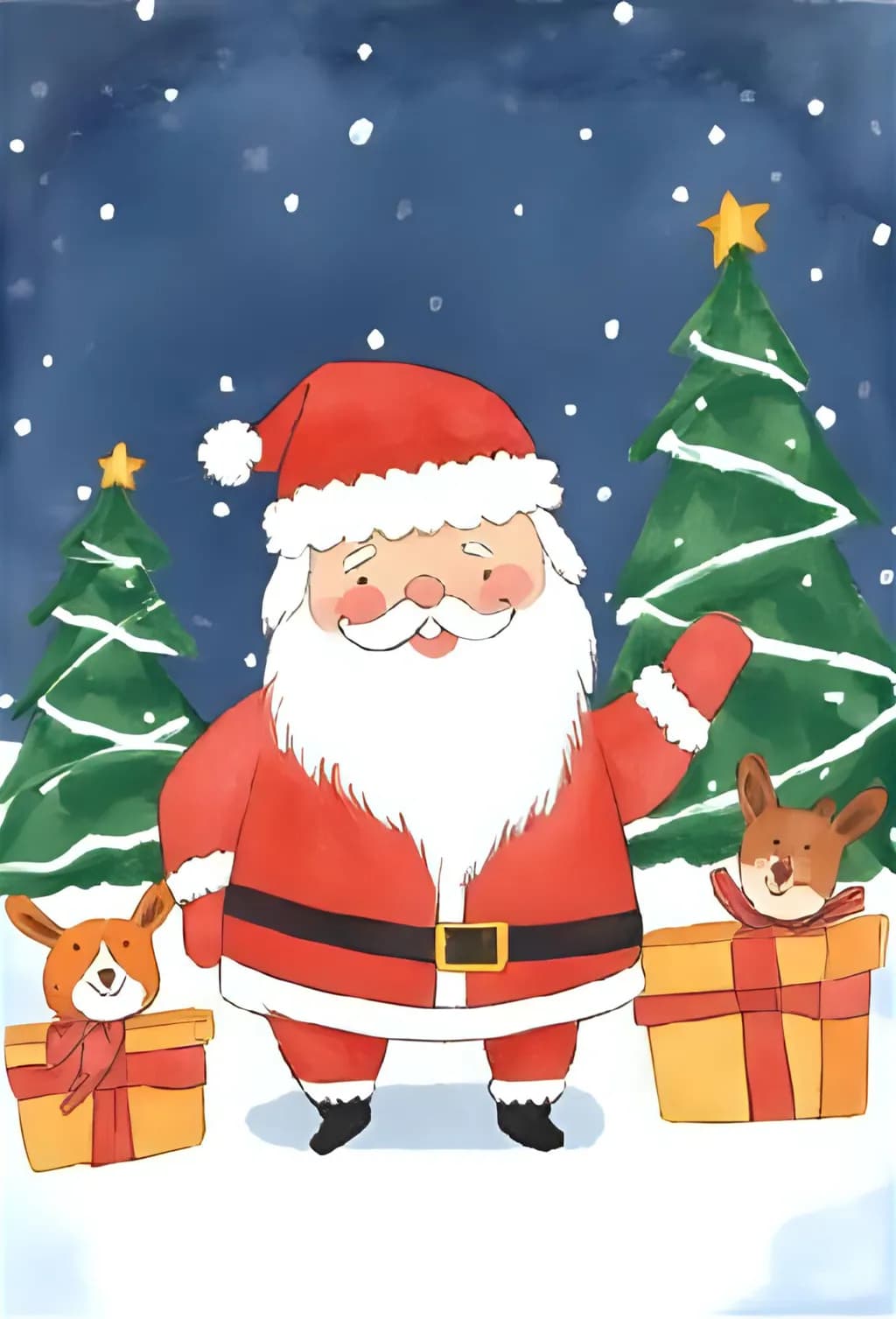 Whimsical Winter Wonderland: Santa's Joyful Gift Delivery with Friends