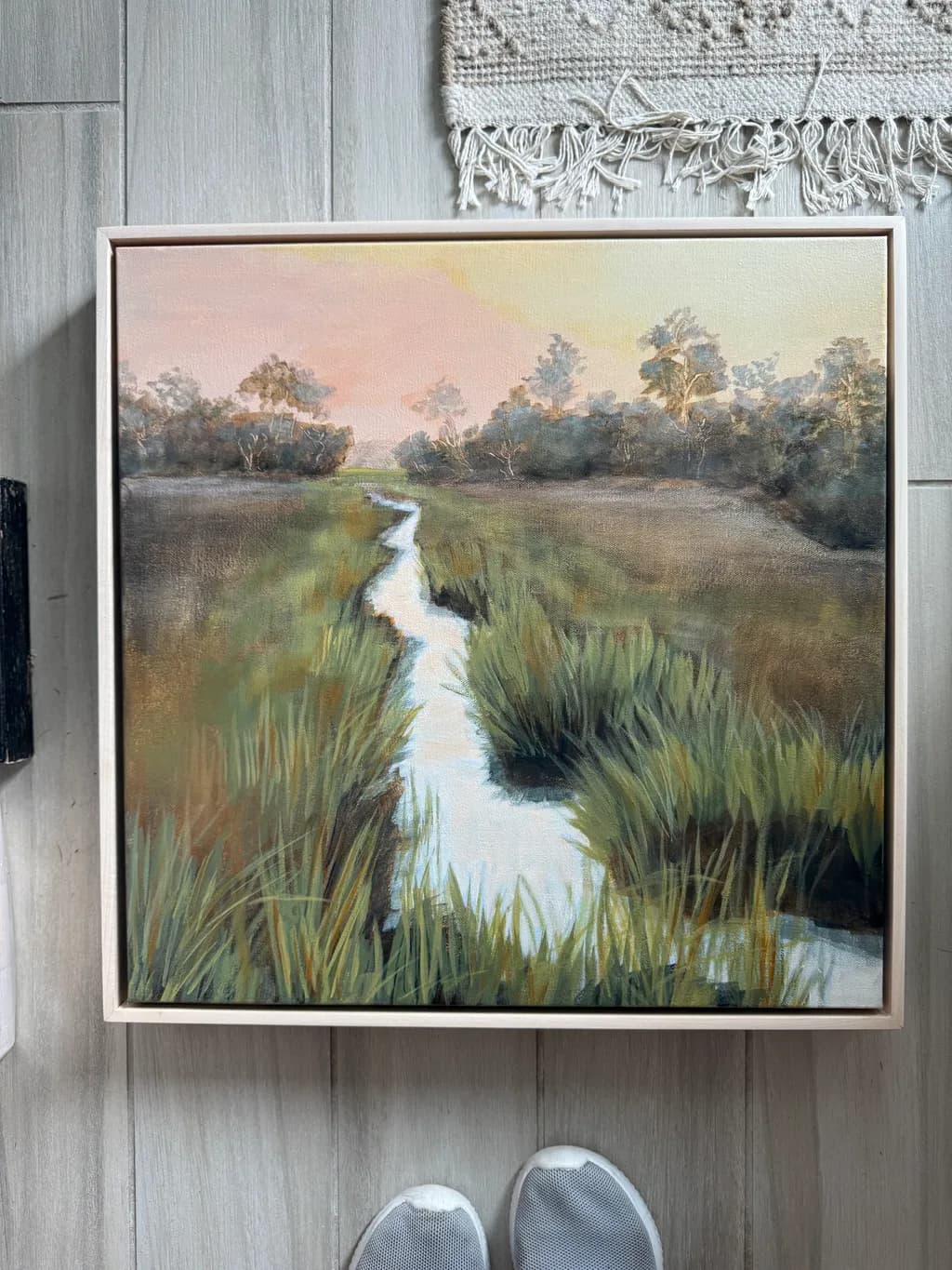 Serenity in Nature: A Tranquil Landscape of Water and Grass at Dusk