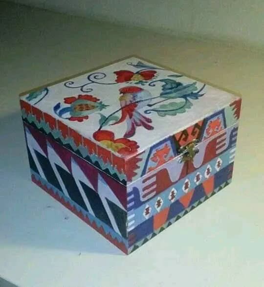 Colorful Handcrafted Decorative Box with Artistic Floral Patterns