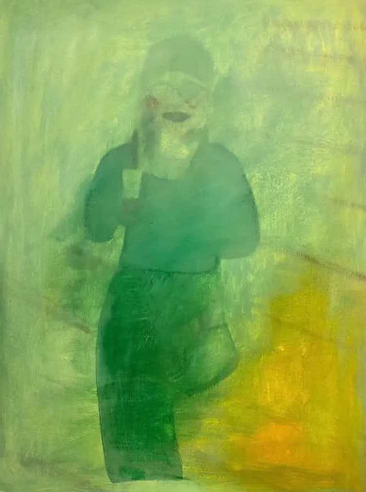 Whispers of Green: A Dreamlike Figure in Motion