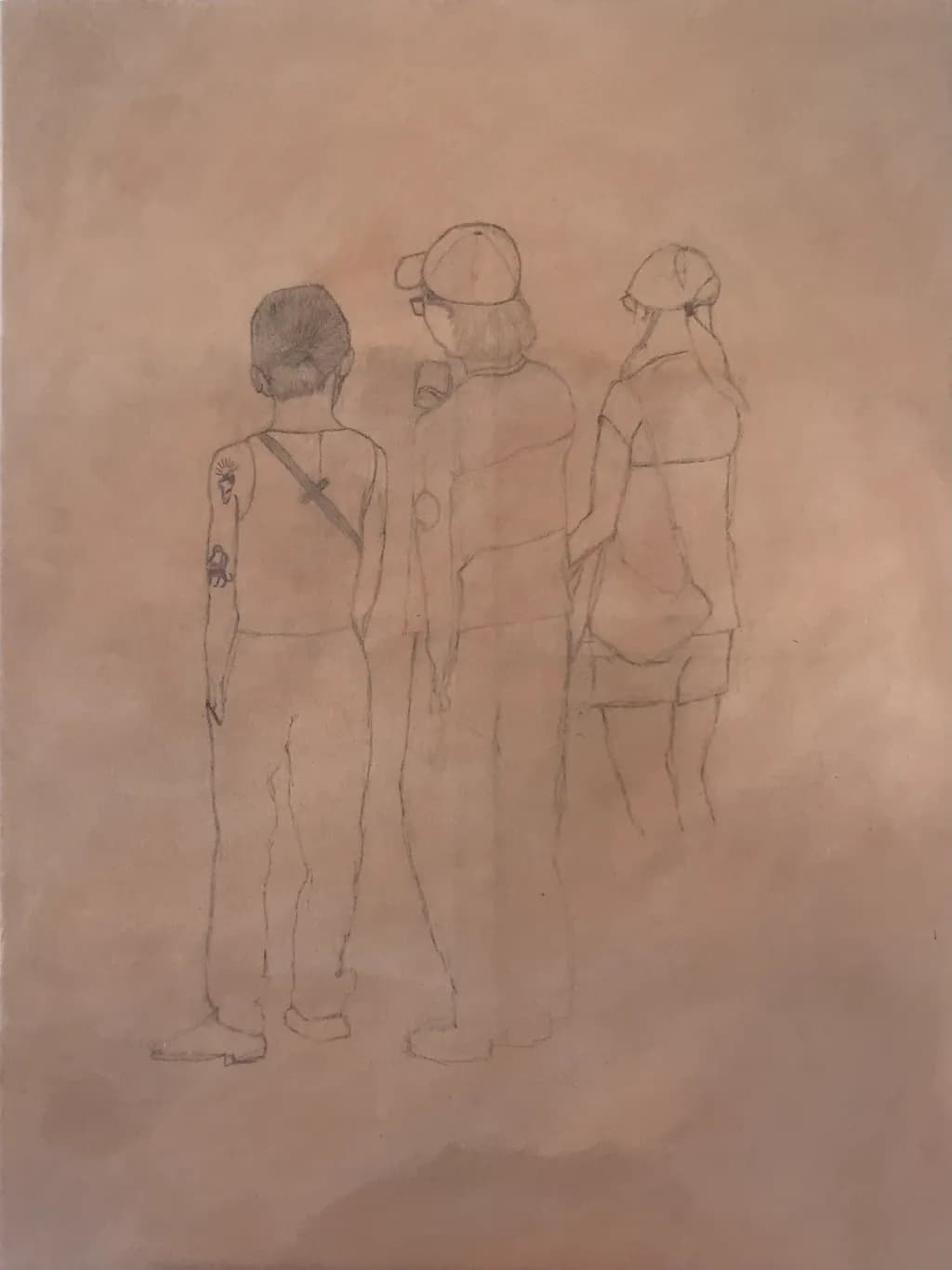 Whispers of Connection: A Study of Three Figures in Contemplation
