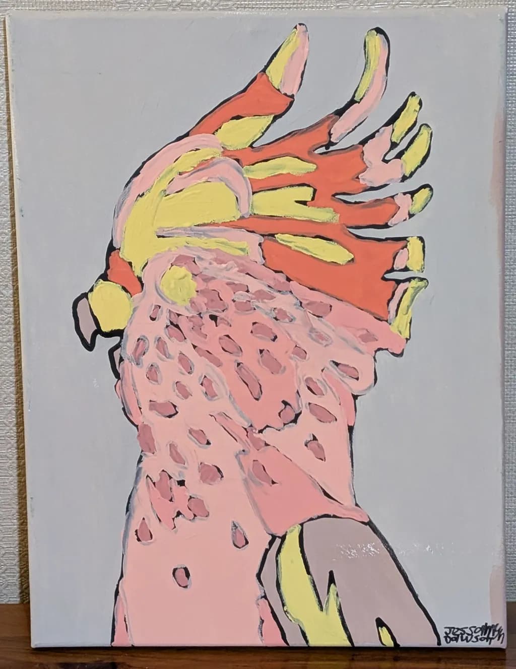 Vibrant Majesty: A Colorful Portrait of a Cockatoo in Abstract Expressionism