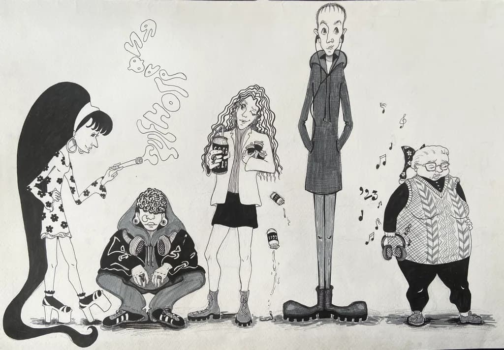 Urban Quirk: A Stylized Celebration of Diverse Characters in Ink