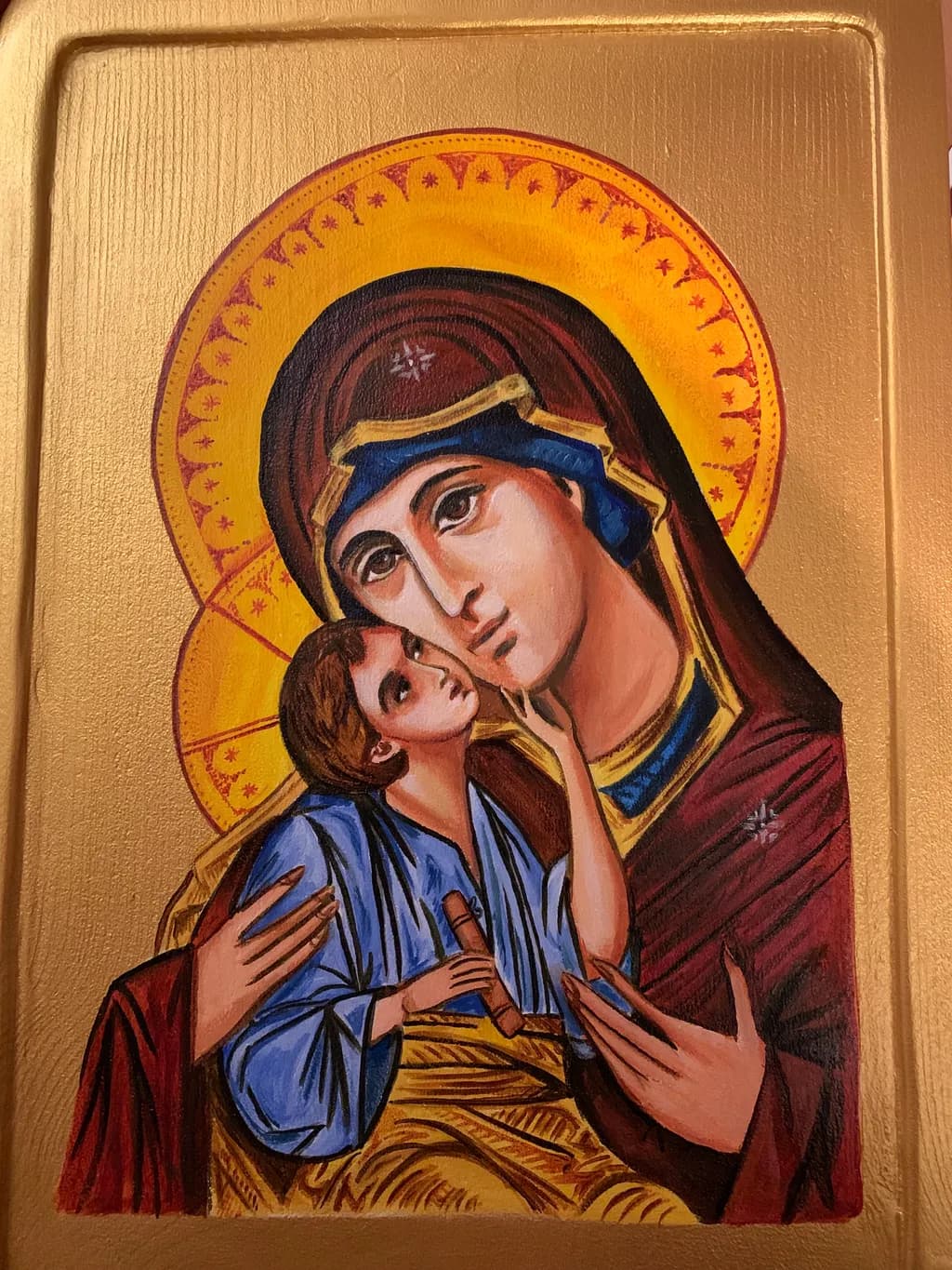 Divine Embrace: A Sacred Icon of Mother and Child
