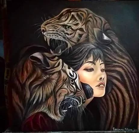 Whispers of the Wild: A Dance Between Woman and Tiger
