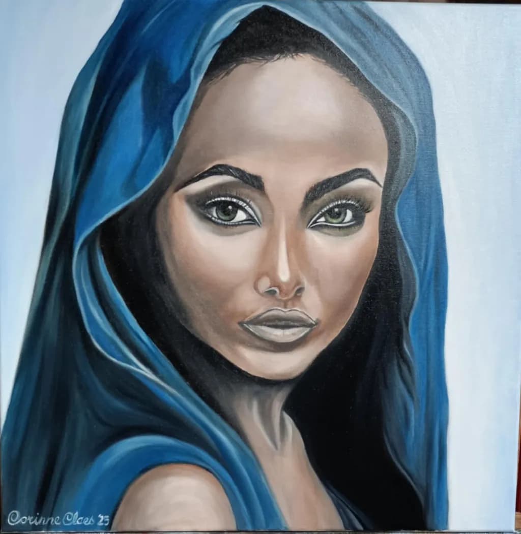 Mystique in Blue: A Captivating Portrait of Grace and Strength
