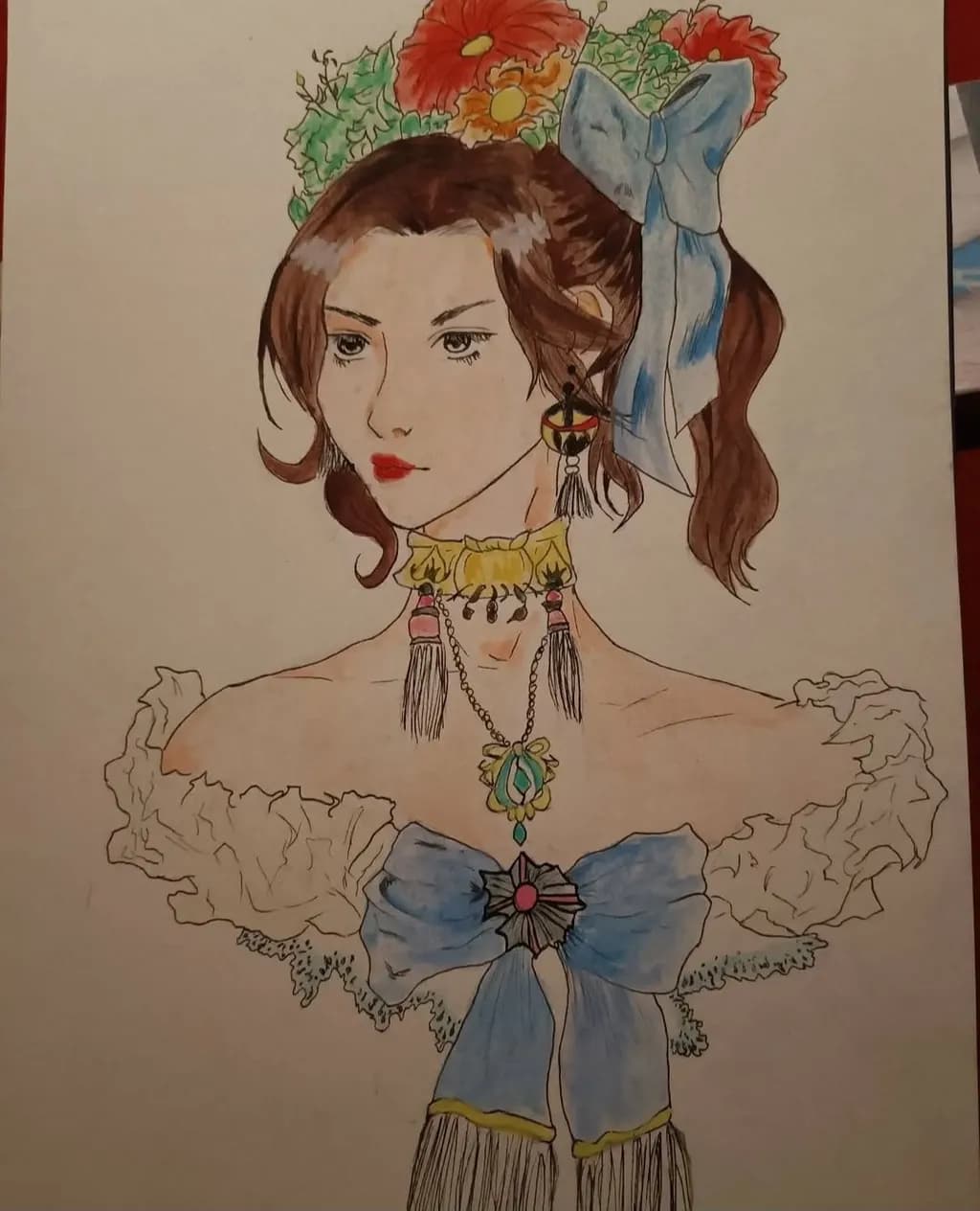 Whimsical Elegance: A Portrait of Grace and Floral Charm