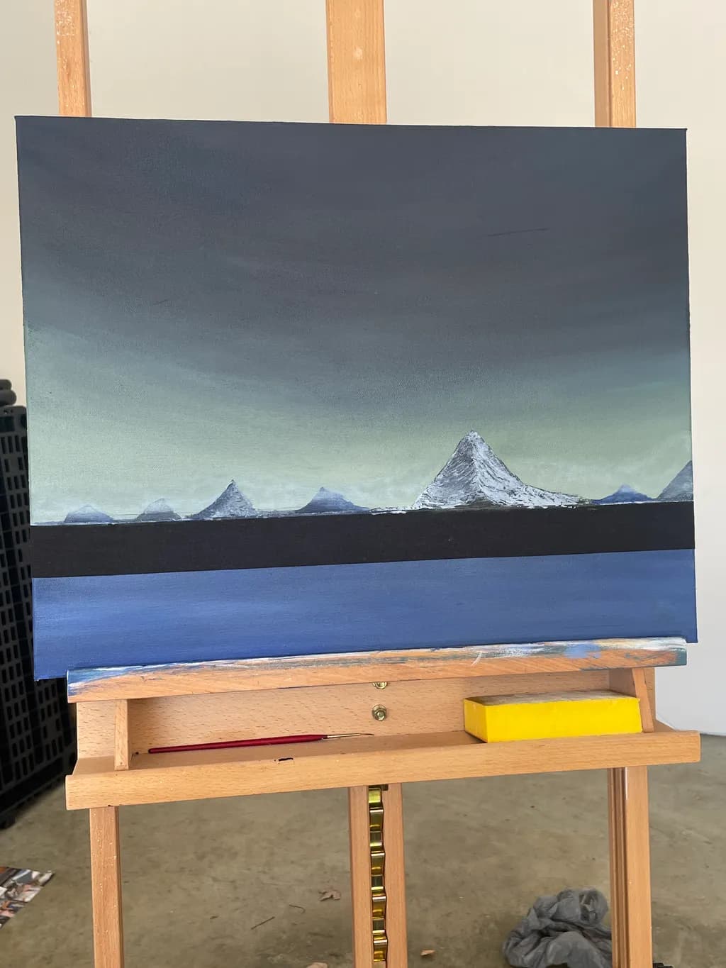 Whispers of the Mountains: A Serene Landscape in Shades of Blue and Gray