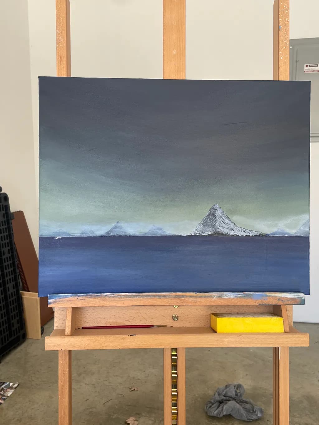 Whispers of the Horizon: A Serene Landscape in Shades of Blue and Green