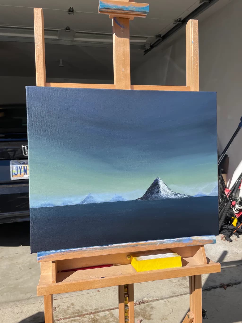 Serenity in the Mountains: A Tranquil Ocean Landscape Painting