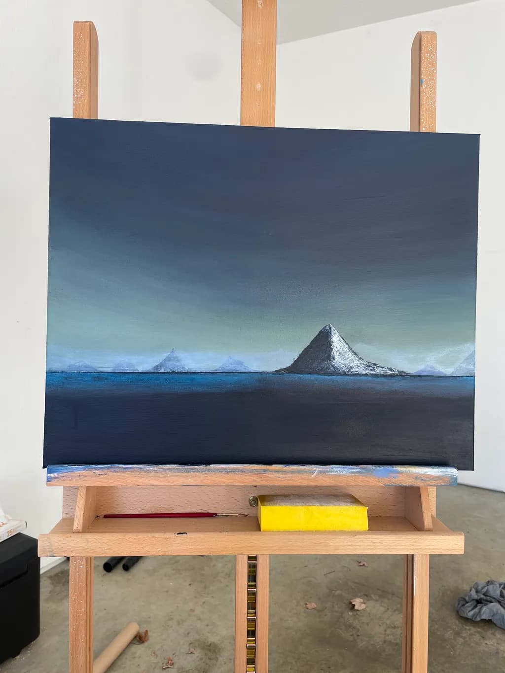 Serene Horizons: An Abstract Landscape Journey Through Tranquil Peaks and Calm Waters
