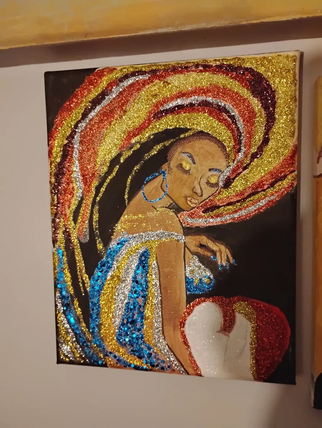 Vibrant Elegance: A Glittering Portrait of Colorful Expression