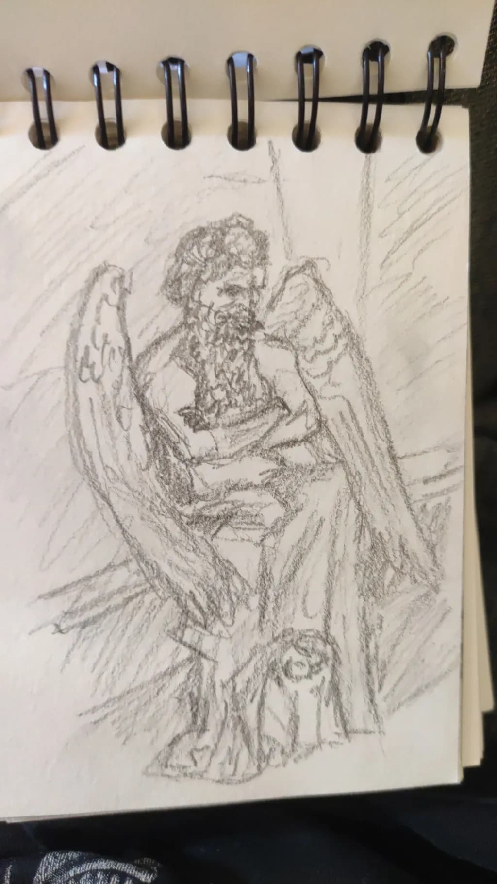 Ethereal Guardian: A Winged Figure in Contemplation