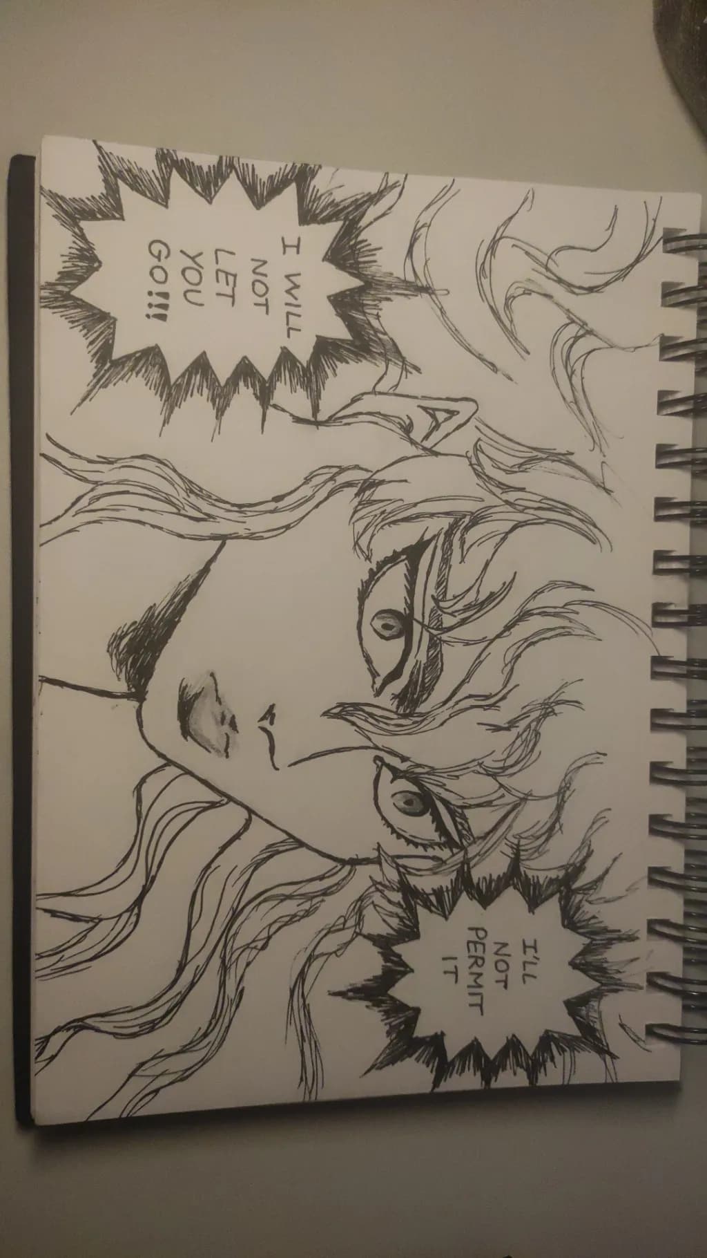 Unyielding Resolve: A Striking Expression of Defiance and Emotion in Ink