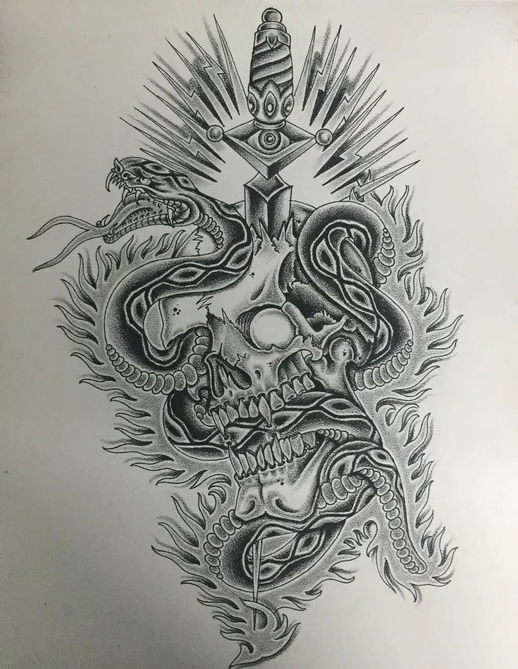 Eternal Battle: The Serpent's Embrace of the Skull and Sword