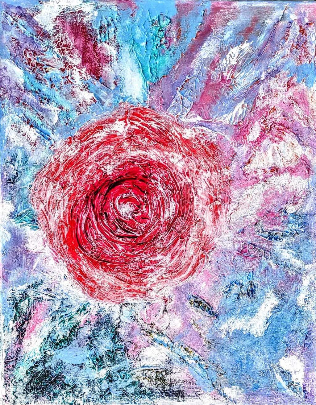 Crimson Bloom: A Whirlwind of Color and Emotion in Abstract Floral Art