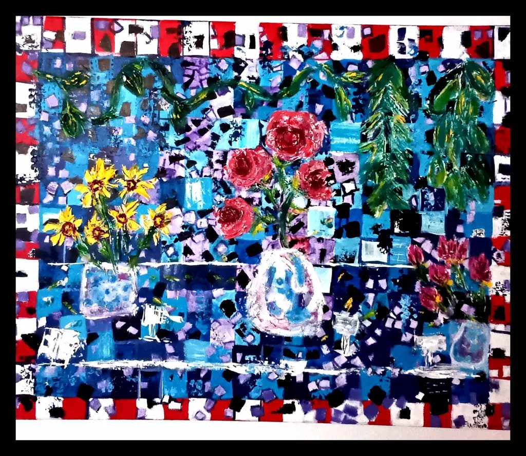 Vibrant Blossoms: An Abstract Celebration of Colorful Floral Harmony