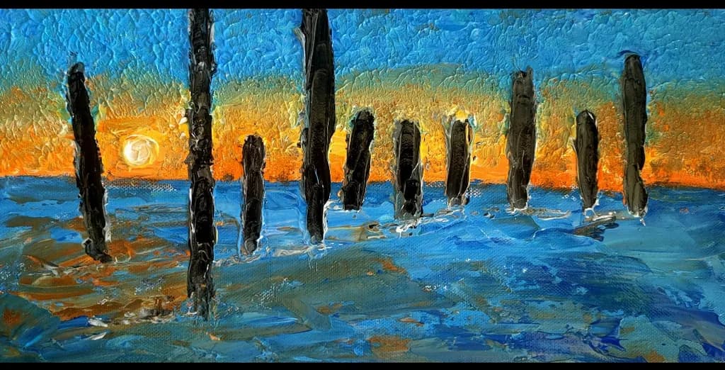 Ethereal Sunset Reflections: An Abstract Journey Through Color and Texture in Water Landscapes