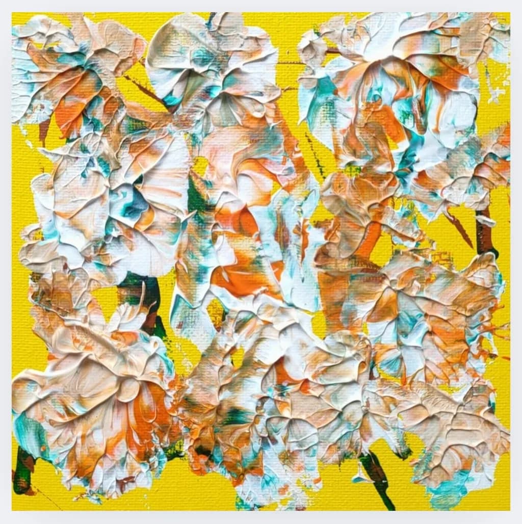 Vibrant Floral Symphony: A Textured Abstract Journey Through Color and Emotion