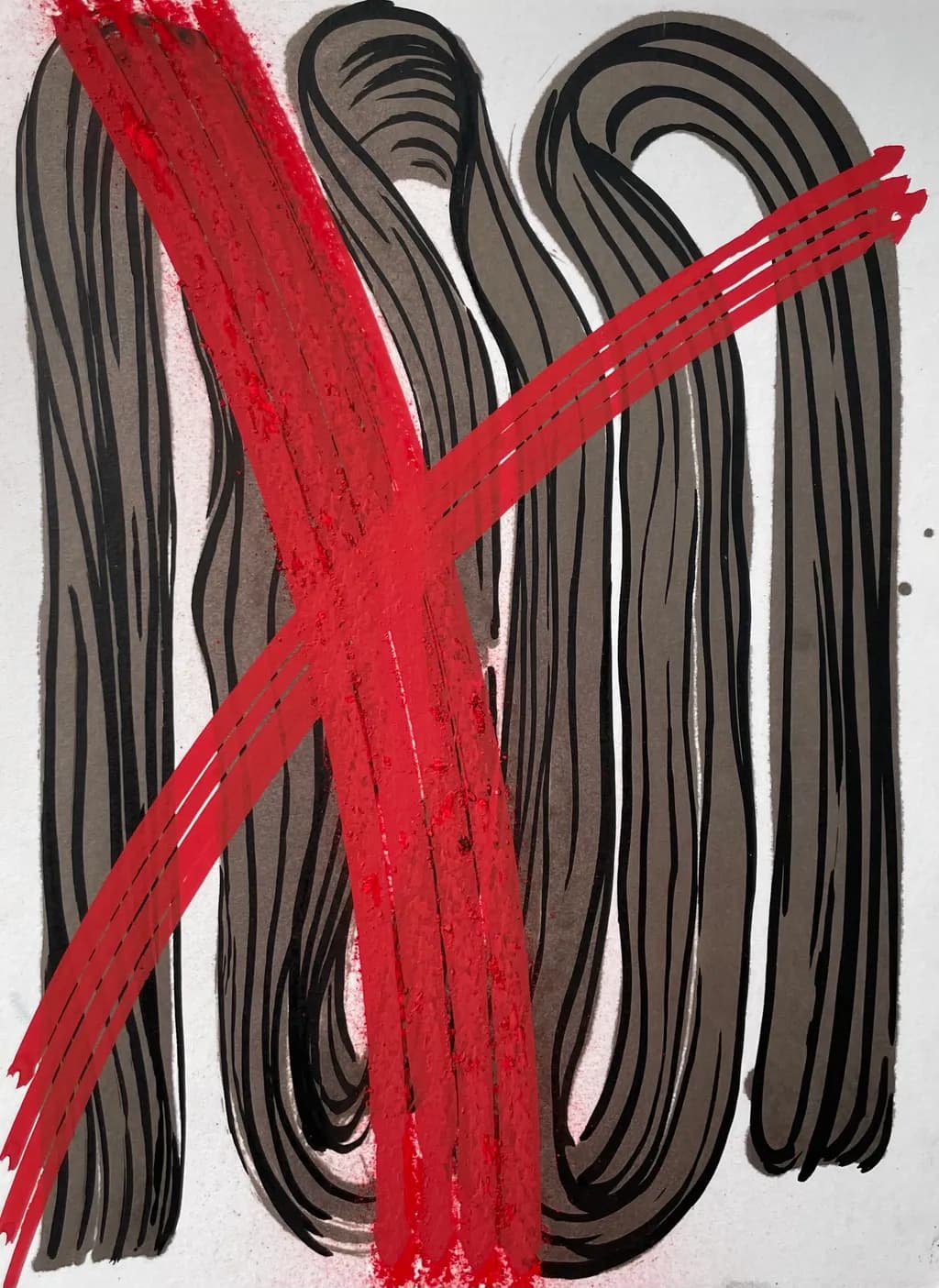 Dynamic Contrast: The Bold Interplay of Red and Brown Lines