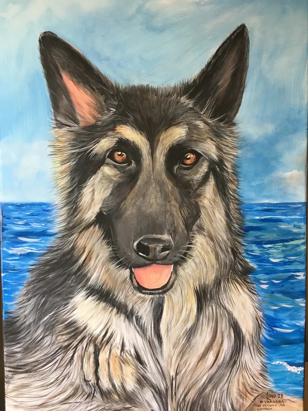 Majestic Canine Portrait: A Blue-Hued Celebration of Joyful Spirit and Fur Elegance