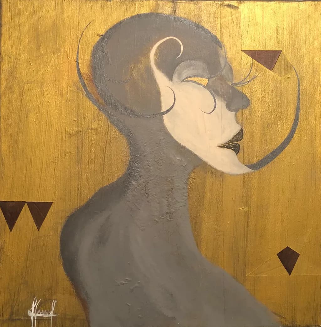 Golden Geometric Reverie: An Abstract Portrait of Expression and Form