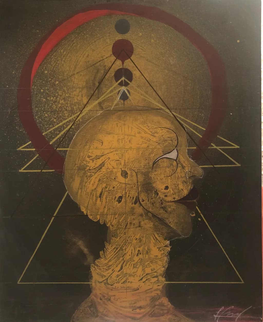 Golden Mystique: An Abstract Journey Through Surreal Geometry and Profiled Dreams