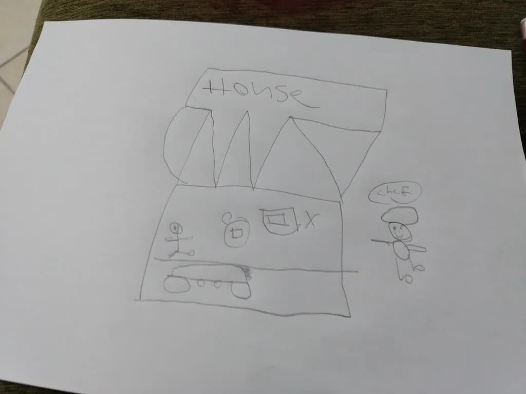 Whimsical Chef's House: A Playful Child's Drawing of Imagination and Joy