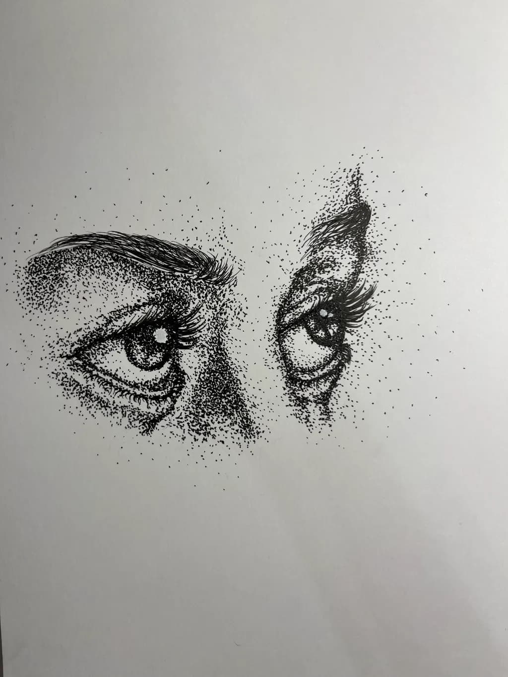 Whispers of Expression: A Detailed Ink Sketch of Eyes