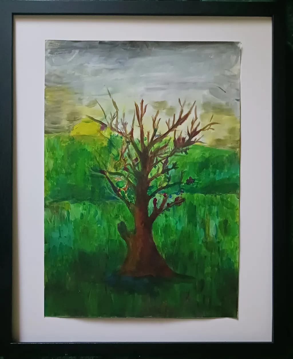 Whispers of Nature: An Abstract Tree in a Colorful Landscape