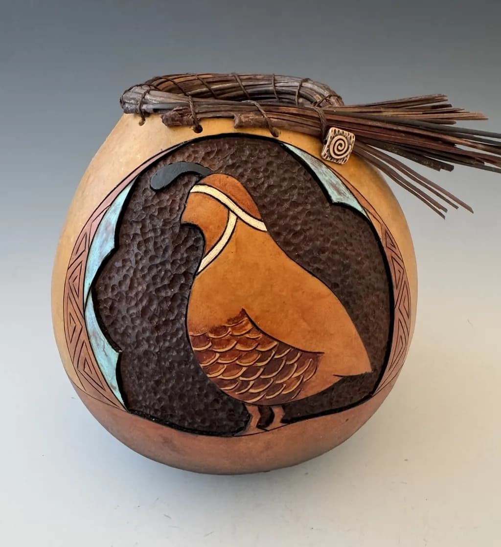Quail on Gourd