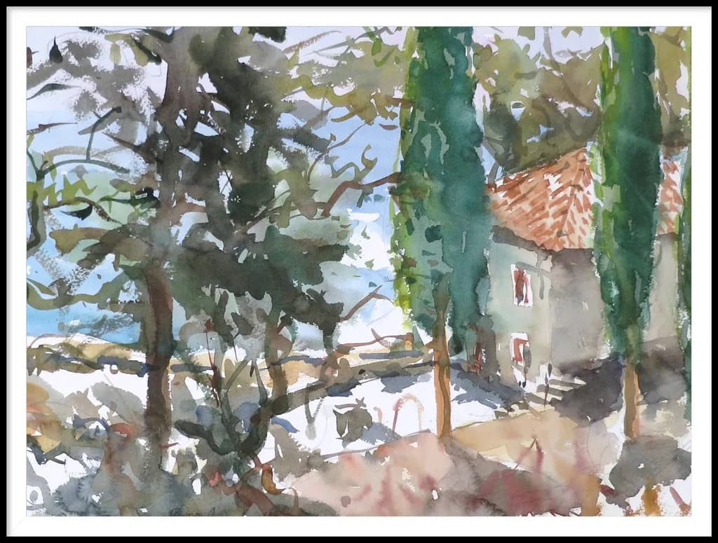 Whispers of Tranquility: A Serene Coastal Retreat in Watercolor