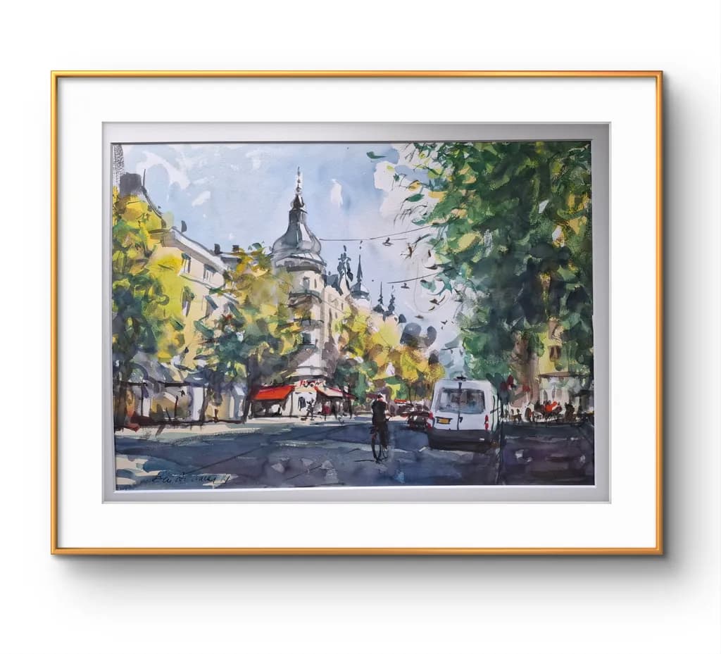 Urban Serenity: A Vibrant Watercolor Journey Through City Streets