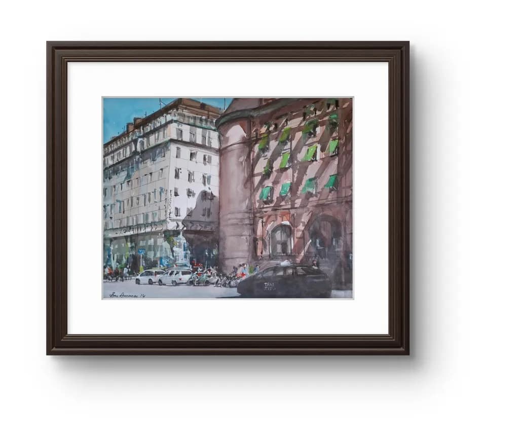 Urban Serenity: A Watercolor Journey Through City Life and Architecture