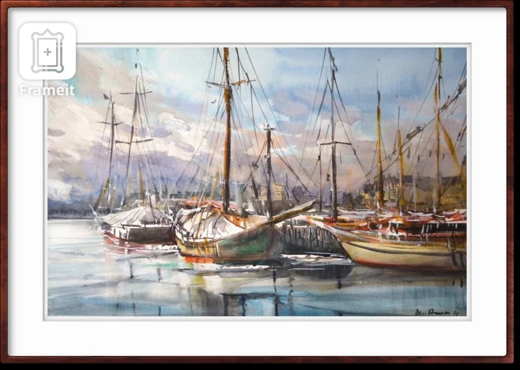Serenity at the Harbor: A Watercolor Journey Through Time and Tranquility