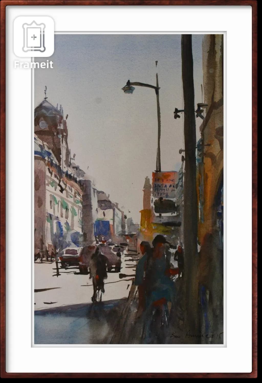 Urban Symphony: A Watercolor Journey Through Light and Movement