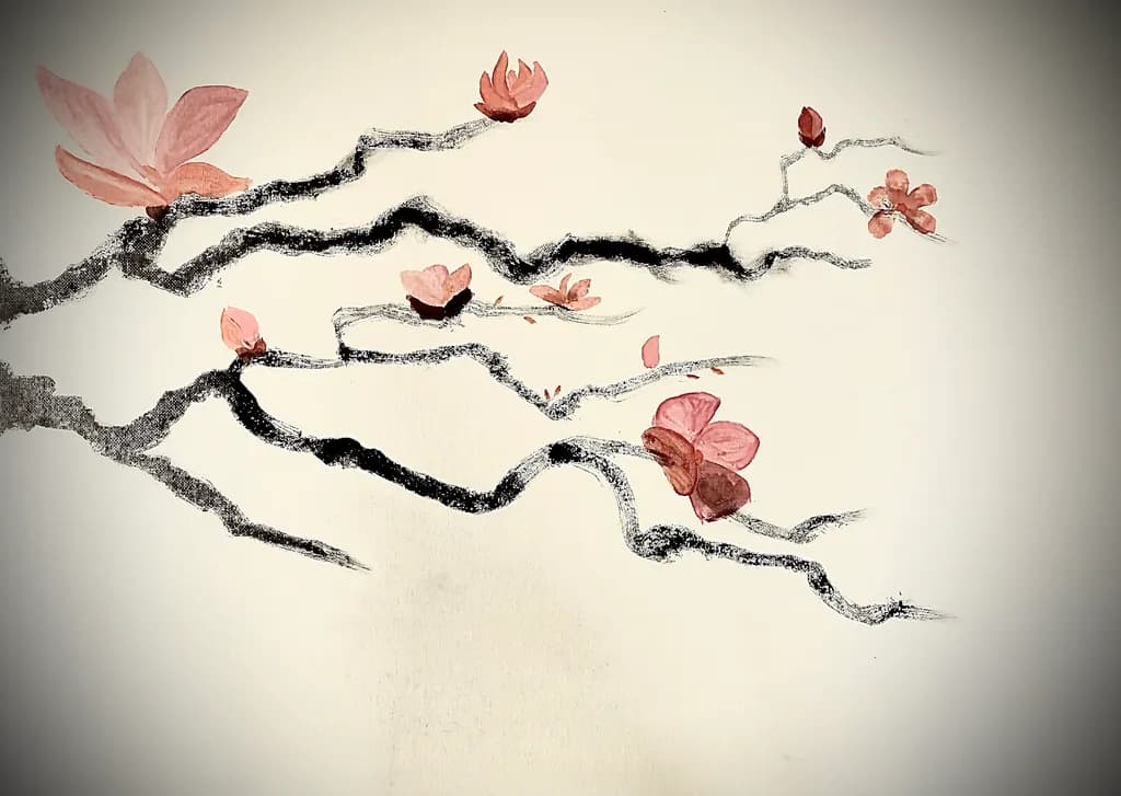 Whispers of Spring: Delicate Blossoms on Gnarled Branches