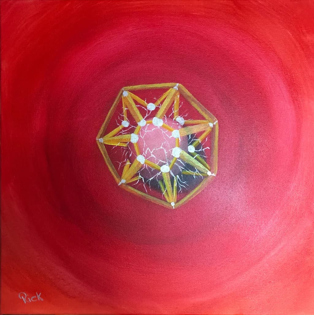 Vibrant Geometric Harmony: An Abstract Exploration in Red